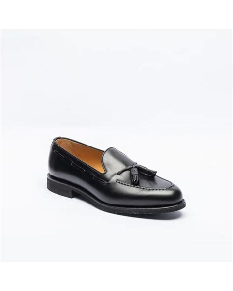 BERWICK 1707 Tassel Loafer In Black Leather With Rubber Sole In Blue