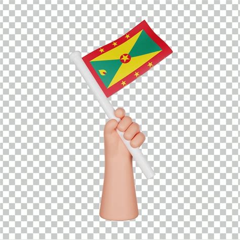 Premium PSD 3d Hand Holding A Flag Of Grenada