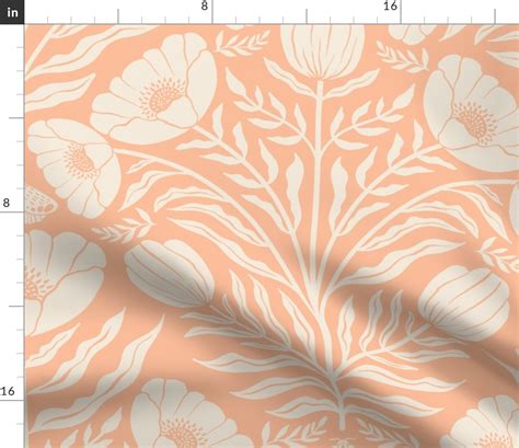 Moth Wildflower Garden In Peach Fuzz Fabric Spoonflower