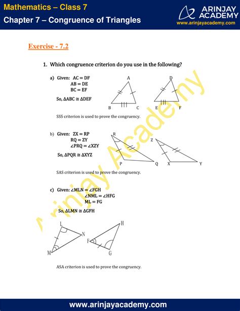 Ncert Solutions For Class 7 Maths Chapter 7 Congruence Of Triangles