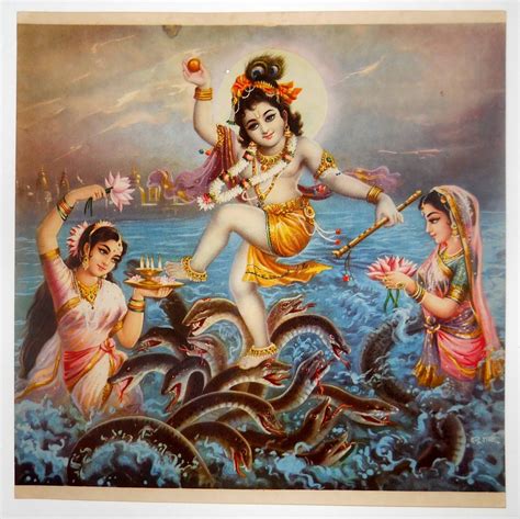 Krishnadancingonkaliyanaag Vintageprint 1600×1597 Pixels