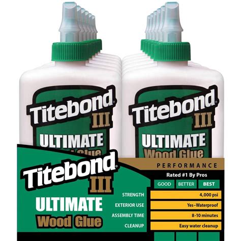 8 Oz Titebond Iii Ultimate Wood Glue 12 Pack 1413 The Home Depot