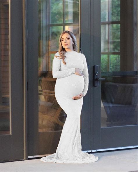 Elegant Maternity Gown Sex Lace Maxi Dress Pregnant Women Clothes