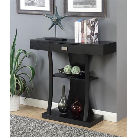 Convenience Concepts Newport Harri Console Table In Black Wood Finish