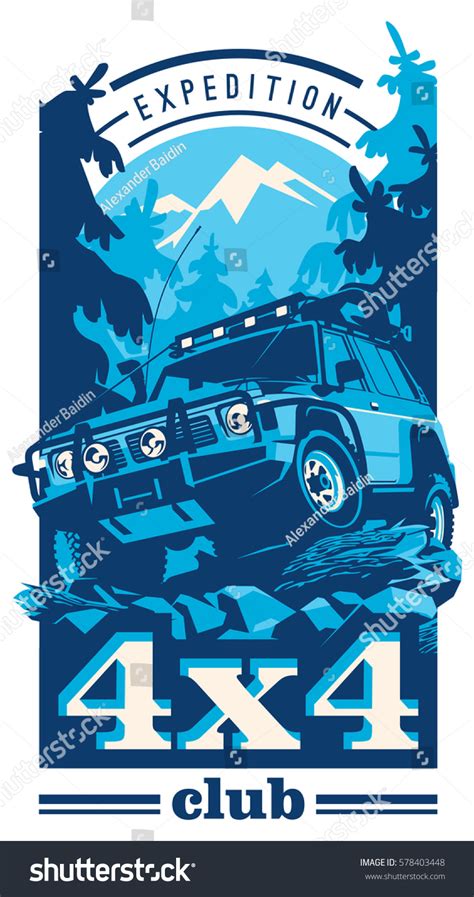 Offroad Car Logo Safari Suv Expedition Stock Vector Royalty Free