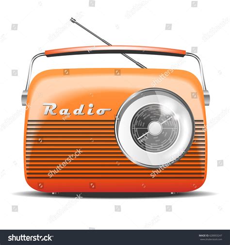 Orange Retro Radio Vintage Vector Illustration Stock Vector 628903247