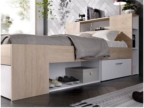 Cama Cl Ssica Leandre Vente Unique Natural Claro E Branco Aglomerado