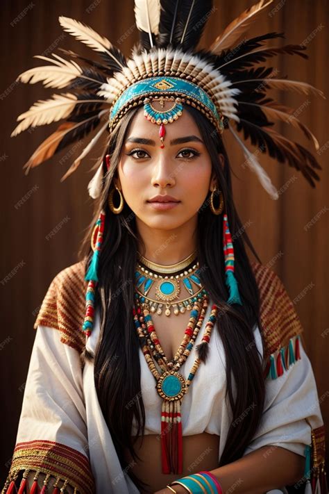 Premium Ai Image Beautiful Sexy Native American Woman In Traditional