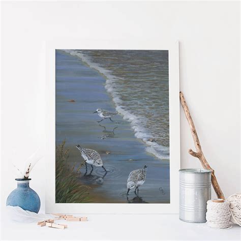 Sandpipers On The Beach Poster Art Print Of Original Etsy