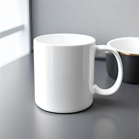 Premium Photo Two White Coffee Cups With A Gold Rim And A Black And