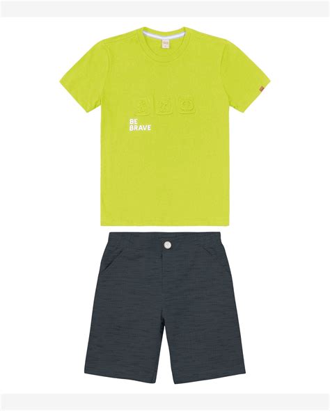 Riachuelo Conjunto Infantil Camiseta Bermuda Trick Nick Verde