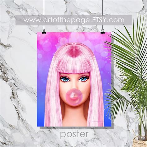 Barbie Print Bubble Gum Barbie Poster Andy Etsy