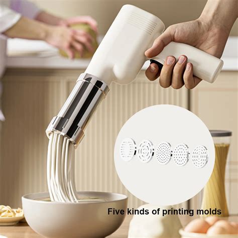 Electric Noodle Maker Cordless Handheld Noodle Press Gun 5 Molds USB