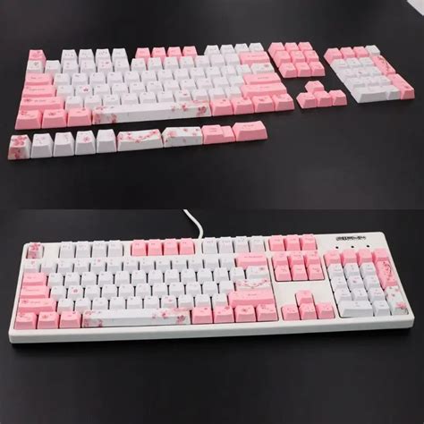 Oem Pbt Cherry Blossom Keycap Mechanical Keyboard Keycaps Dye