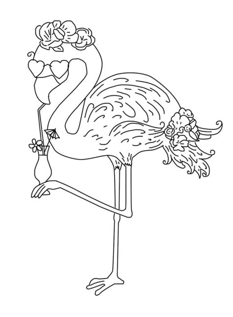 Coloriage Flamant Rose Glamour télécharger et imprimer gratuit sur