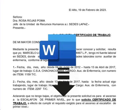 MODELO DE SOLICITUD DE CERTIFICADO DE TRABAJO 2025