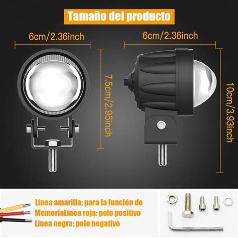 Par Faros De Lupa W Luz Spot Doble Color Para Auto Moto Meses Sin