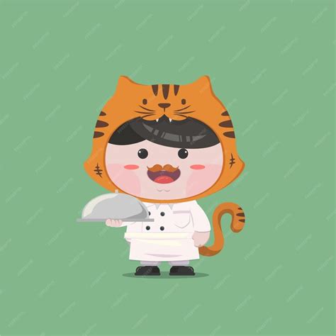 Premium Vector | A little boy wearing chef cat costume