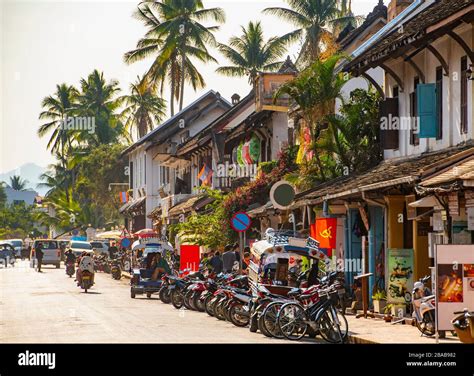 Street Scene In Luang Prabang Laos Stock Photo Alamy