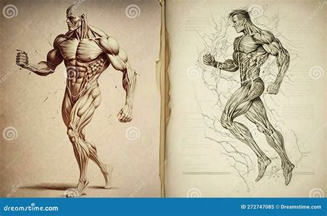 Human Muscle Drawings In Retro Sketch Style Beautiful Colorful