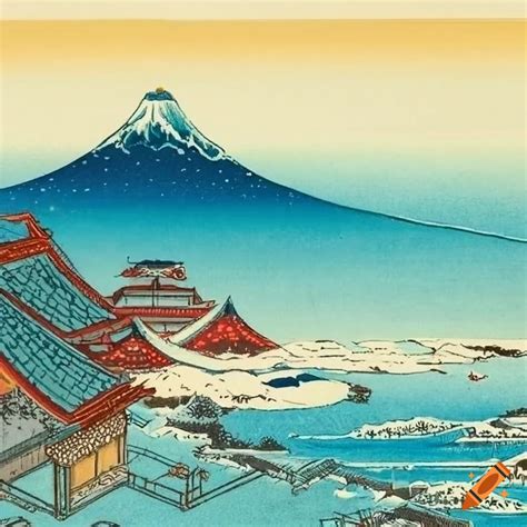 Japanese Ukiyo E Style Landscape With Kadomatsu For January On Craiyon