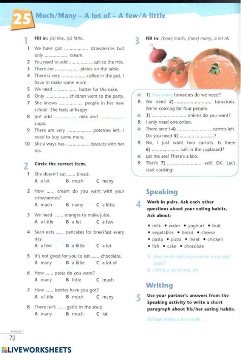 much many a lot of a few a little online exercise for | Live Worksheets
