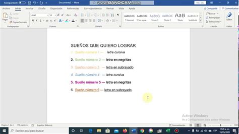 Word Uso De Cursiva Negritas Y Subrayado Youtube