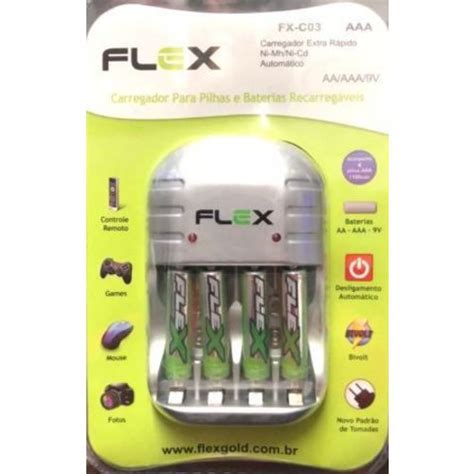 Tudo Sobre Carregador De Pilhas AA AAA 9V 4 Pilhas AAA Flex Fx C03