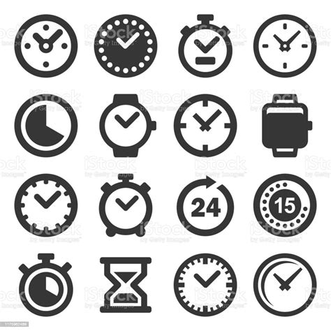 Time And Clocks Icons Set On White Background Vector Stock Illustration Download Image Now