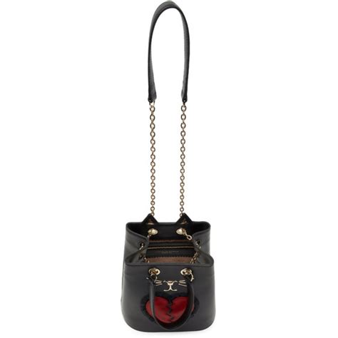 Charlotte Olympia Black Broken Heart Feline Bucket Bag Charlotte Olympia