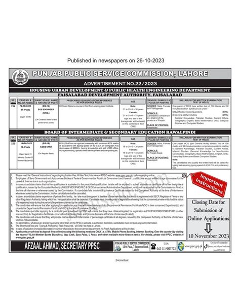 Ppsc New Jobs Advertisement Apply Online