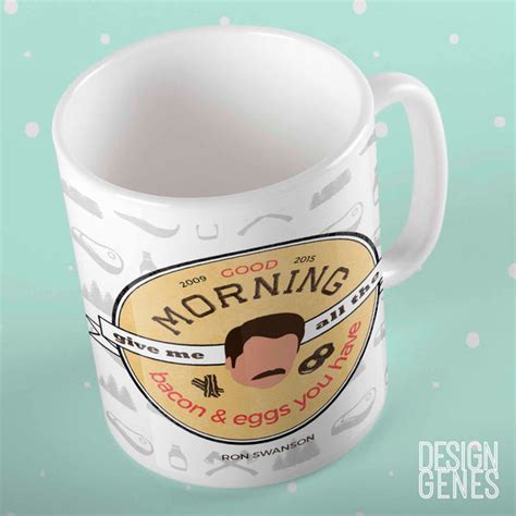 Ron Swanson Mug Give Me All The Bacon And Eggs Mug Parks And Rec Quo