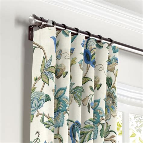 Convertible Drapery In Fleur De Leaf True Blue Blue Floral Curtains