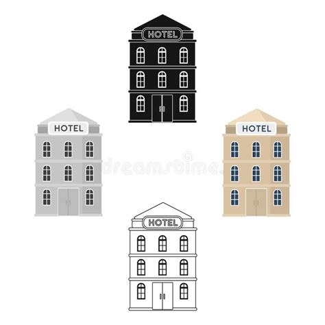 Ícone Da Construção Do Hotel No Estilo Dos Desenhos Animados Isolado No