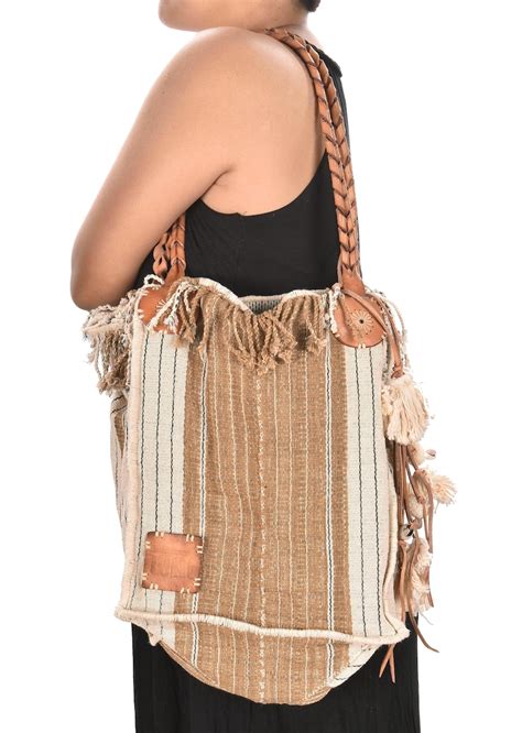 Tan Striped Summer Handbag Ethnic Boho Style Natural Dye Etsy