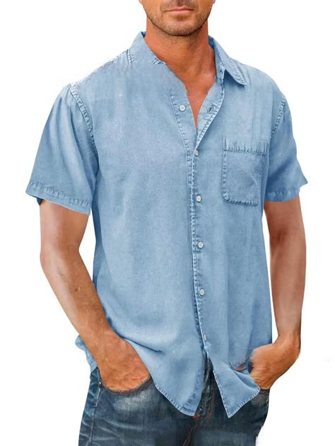 Haite Button Down Short Sleeve Linen Shirts For Men Summer Casual