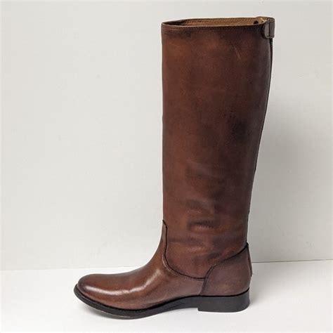 Frye Shoes Frye Melissa Button Back Zip Boots Brown Leather Womens