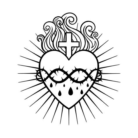 O sagrado coração do Senhor Jesus Vector a ilustração | Vetor Premium