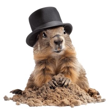 Une Jolie Marmotte émerge Du Sol Avec Une Pose De Chapeau PNG Jour De