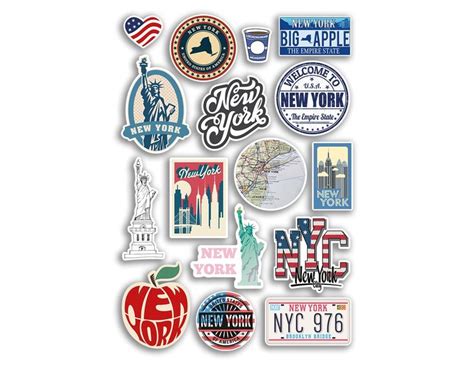 A4 Sticker Sheet New York Landmarks Vinyl Stickers Nyc America City Map