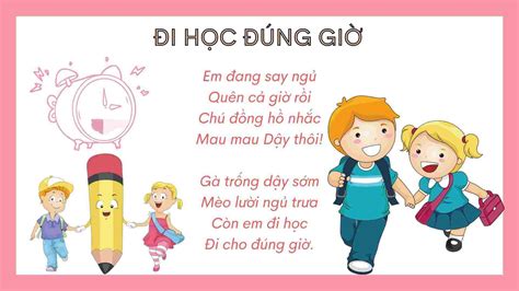 Bài Thơ Đi Học Đúng Giờ ️️nội Dung Hình Ảnh Giáo Án Bút Chì Xanh