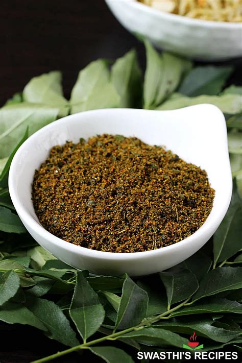 Curry Leaves Powder Karivepaku Podi Swasthi S Recipes