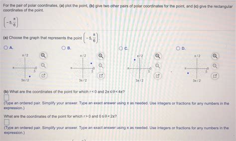 Solved For The Pair Of Polar Coordinates A Plot The