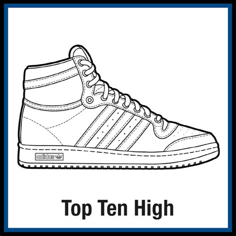 Adidas Top Ten High Sneaker Coloring Pages - Created by: KicksArt