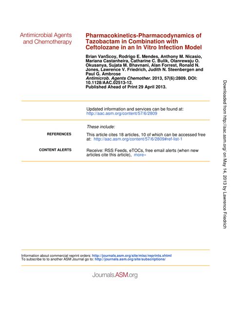 PDF Pharmacokinetics Pharmacodynamics Of Tazobactam In Combination