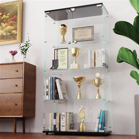 Buy Dolonm Glass Display Cabinet 4 Shelves With 2 Doors 5mm Tempered Glass Curio Cabinet Floor