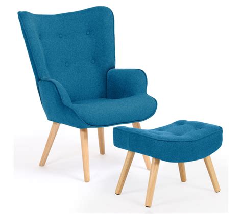 Fauteuil Scandinave Ivar Avec Repose Pieds Bleu Canard Fauteuil But