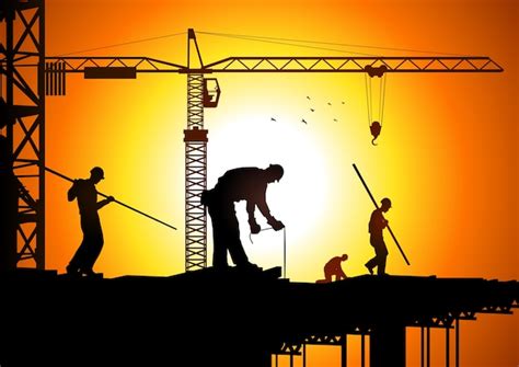 Ilustración de la silueta de los trabajadores de la construcción