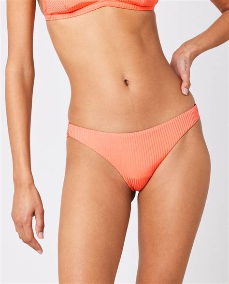 Rip Curl Modern Rib Cheeky Womens Bikini Bottoms Coral Wetsuit Centre