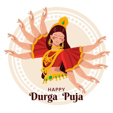 Premium Vector Hand Drawn Durga Puja Concept Happy Durga Puja Durga Durga Puja